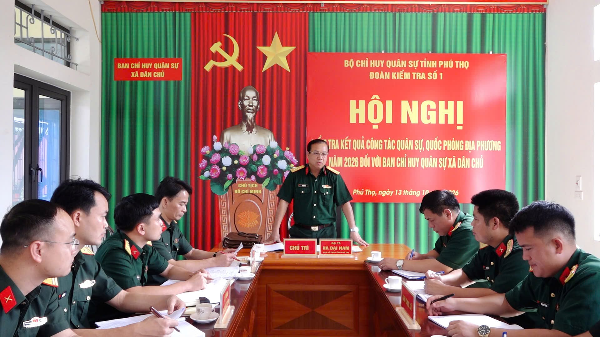 BỘ CHỈ HUY QUÂN SỰ TỈNH PHÚ THỌ KIỂM TRA KẾT QUẢ CÔNG TÁC QUÂN SỰ, QUỐC PHÒNG ĐỐI VỚI BAN CHỈ HUY QUÂN SỰ XÃ DÂN CHỦ