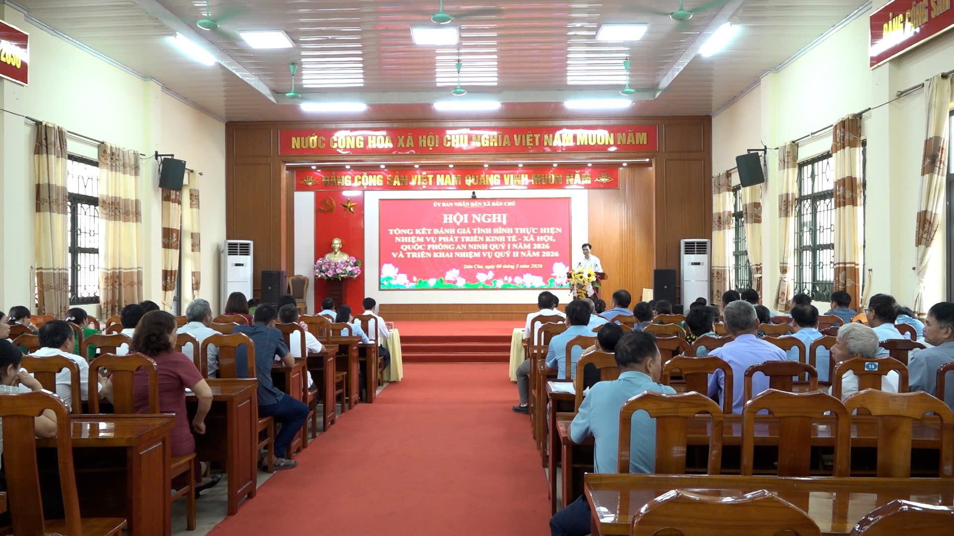 Xã Dân Chủ tổ chức hội nghị đánh giá nhiệm vụ, công tác quý I và triển khai nhiệm vụ, công tác quý II năm 2026 trên địa bàn xã